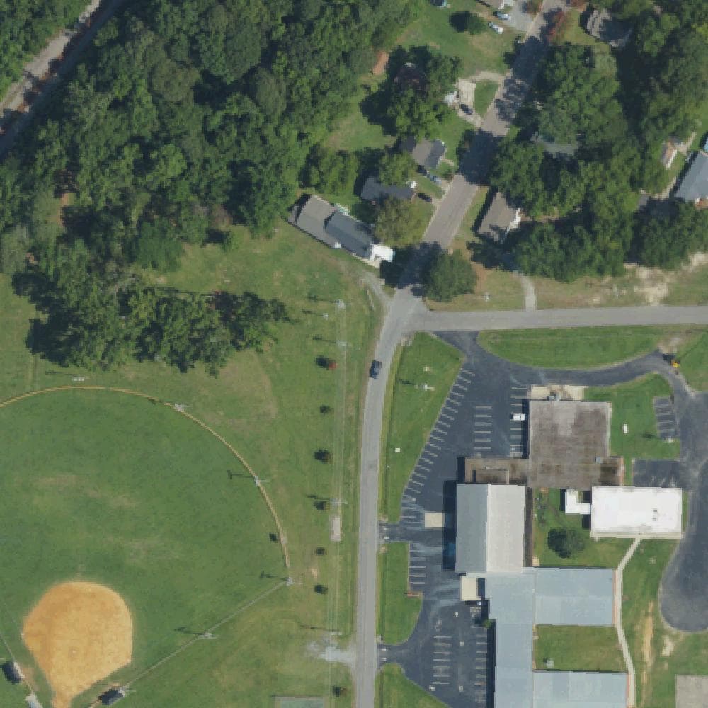 Aerial view of Smith-Collins Park and Eva E. Ennis Splash Pad