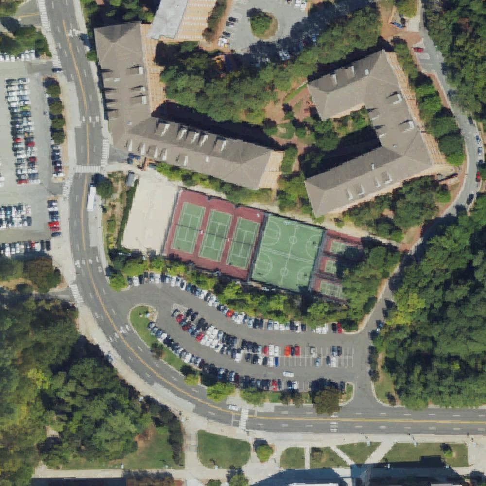 Aerial view of UNC South Campus Recreation Complex Pickleball Courts