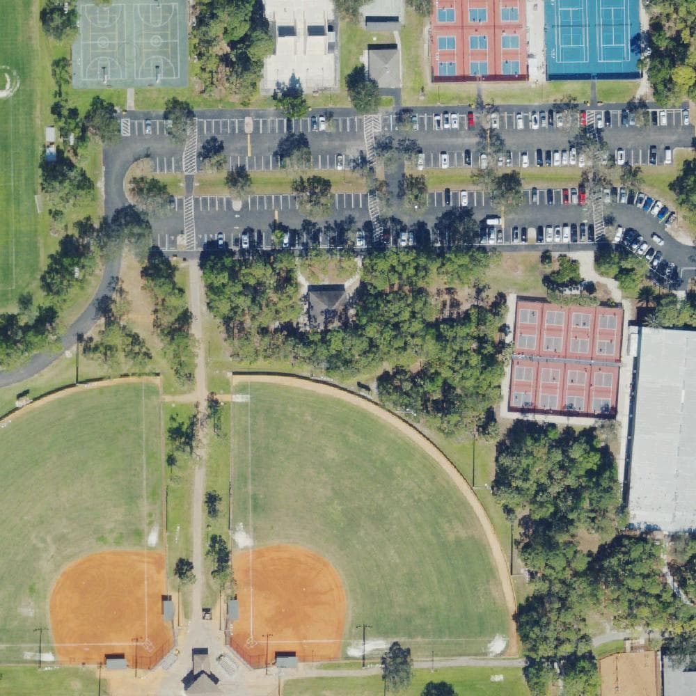 Aerial view of Veterans Community Park