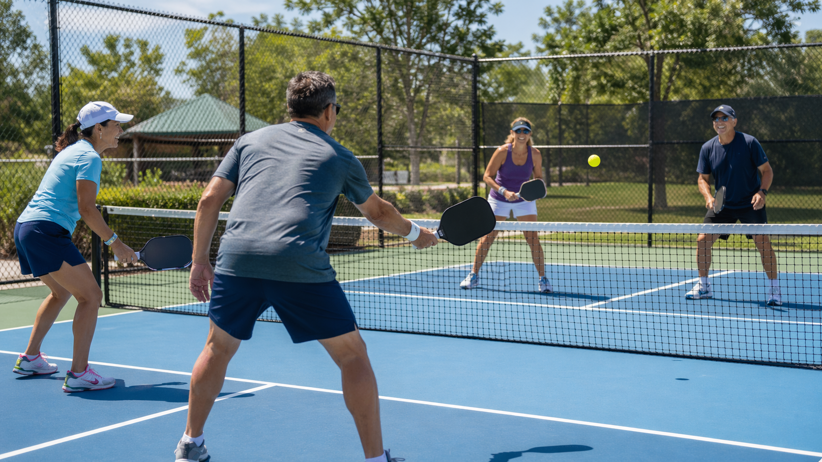 Players enjoying a pickleball game