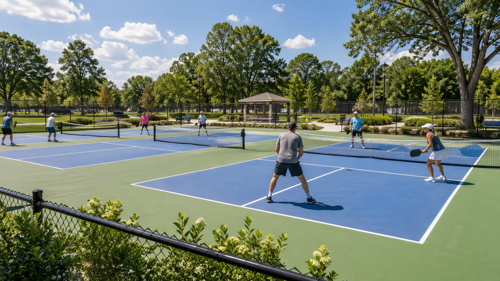 Local pickleball courts with players